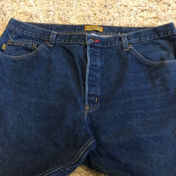 Diamond Gusset Cotton Blue Denim sz 42x29 Mens Jeans Button Fly Made in USA - Picture 2 of 11